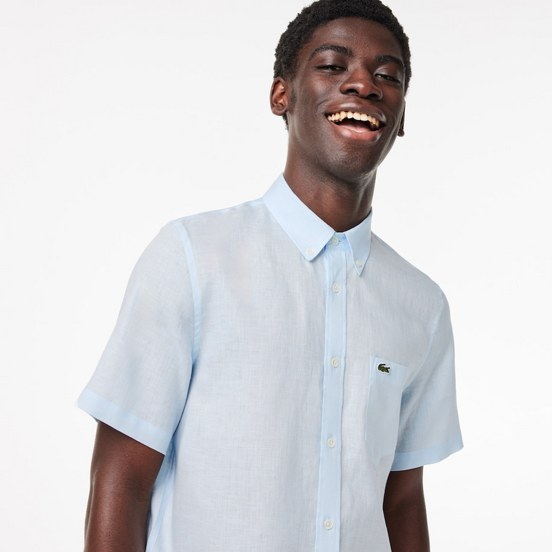 Chemise à manches courtes homme en lin   LACOSTE