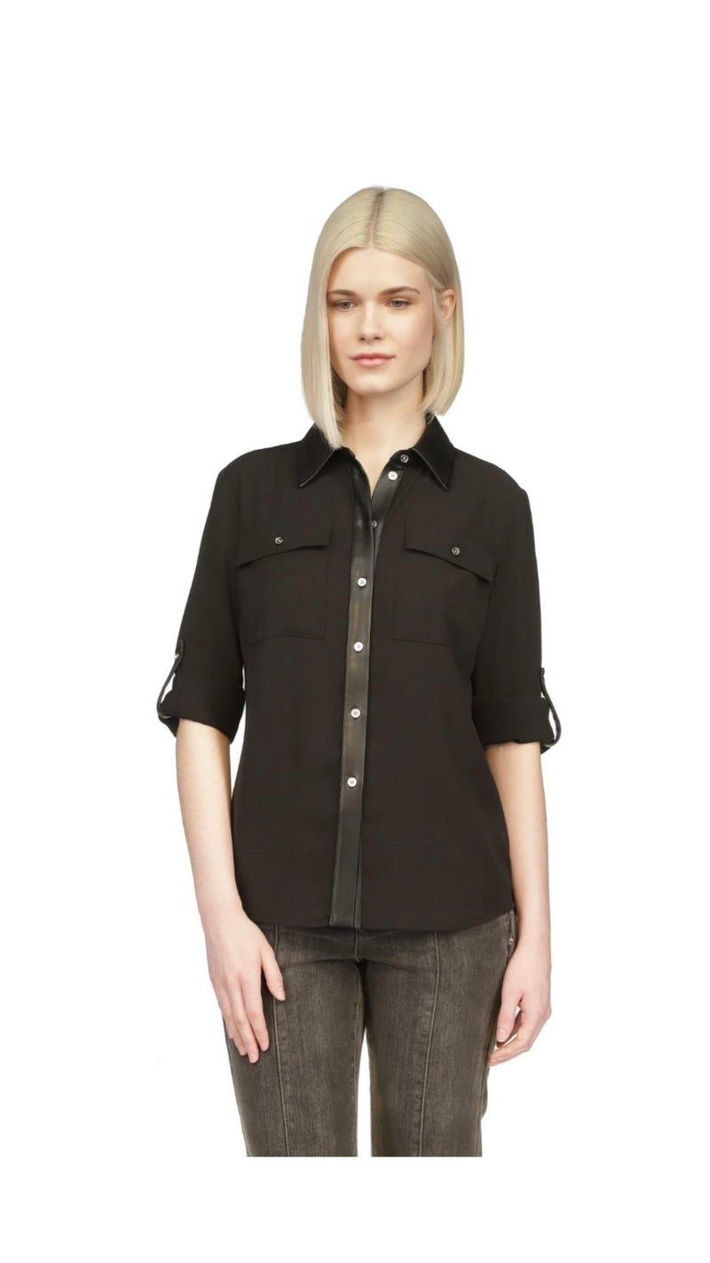 Chemise détail faux cuir Michael Kors