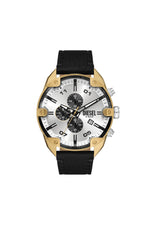 Montre chronographe en cuir noir DIESEL