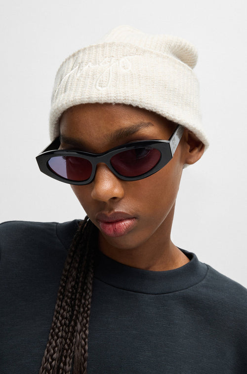 Bonnet côtelé avec logo HUGO