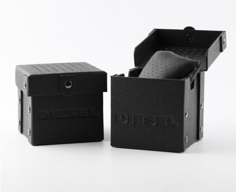 Diesel Three-Hand Date Black Leather Watch