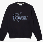 Sweatshirt à col rond en molleton de coton avec crocodile brodé Lacoste