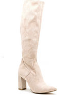 Caprice Long Boot Cream Suede Stretch